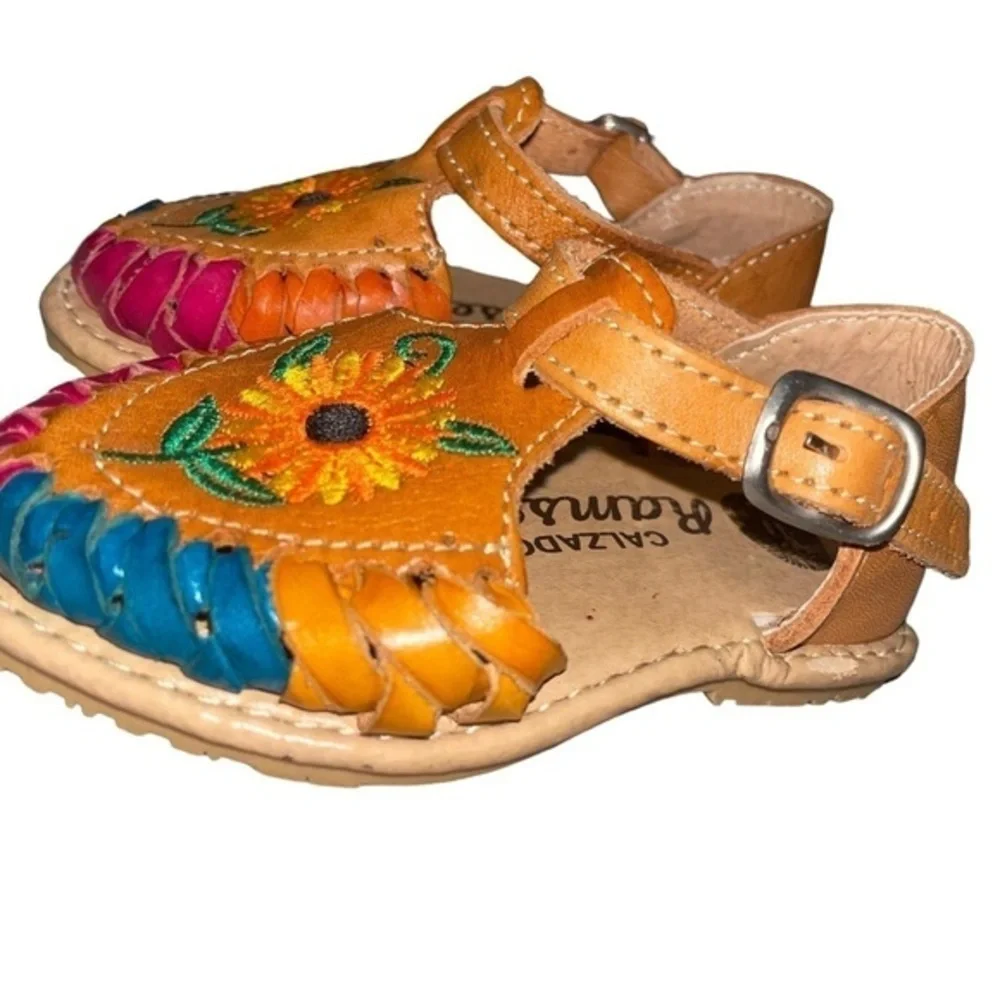 Toddler Girl Huarache Artesenal Colors Mexican sandals 100% Leather Hand MadeSz5